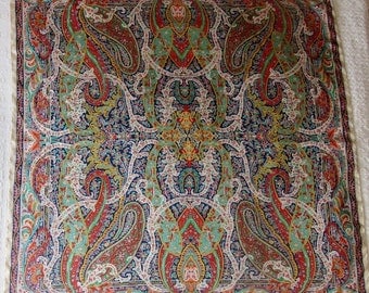 LARGE Vintage LIBERTY of LONDON colourful paisley design silk twill scarf good condition