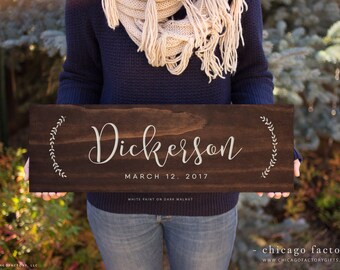 Personalized Last Name Wood Sign, Family Established Sign, Wedding Gift, Custom Wood Sign, Personalize Wedding Gift, Hanging Plaque (GP1041)