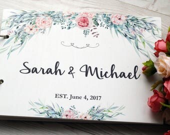 Wedding Guest Book ideas Rustic Wedding GuestBook Unique Wedding Guestbook Wood Wedding Guest book Custom GuestBook flowers