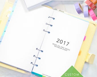 Colore personalizzato, 2017 settimana su due pagine a diario - dimensione personale - stampabile, inserti Planner, Planner ricariche