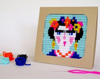 Frida, Mexico embroidery kit for girls and moms - embroidery kit for beginne, DIY kids kit - birthday gift craft kit