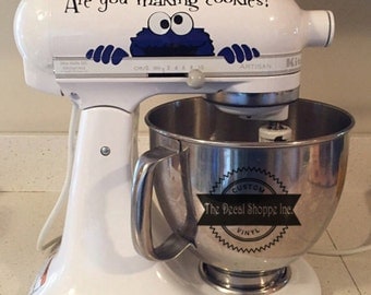 Cookie Monster Decal, Kitchen Aid Decal, Mixer Decal, Kitchen Decor, Mothers Day Gift, StandUp Mixer Decal, Kitchen Mixer Decal, Decal