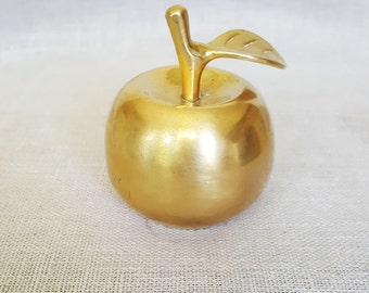 Vintage Brass Apple Bell, Vintage Brass Figurine ,home decor, office decor, paper weight, brass paper weight