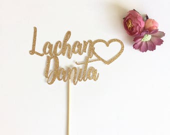 Engagement Party Decoration, Wedding Cake Topper, Personalised Names, Bridal Shower, Anniversary, Glitter Cake Topper