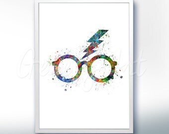 Harry Potter Glasses Poster Print - Wall Decor - Artwork- Painting - Illustration - Home Decor - Kids Decor - Nursery Decor