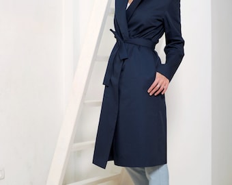 Womens trench coat Women's trench coat Trench coat Coat in navy Light-weight coat Classic trench Women jacket