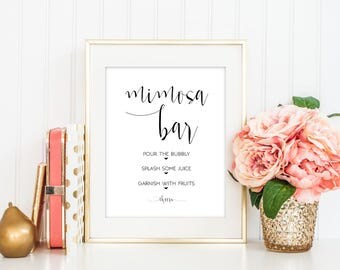 SALE Mimosa bar sign, mimosa sign, bridal shower mimosa sign, mimosa bar signage, Brunch mimosa sign, mimosa bar printable, Instant Download