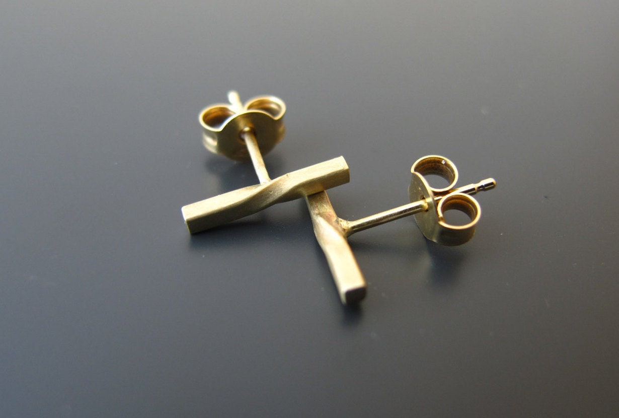 Gold bars minimal earrings bar stud earrings gold earrings