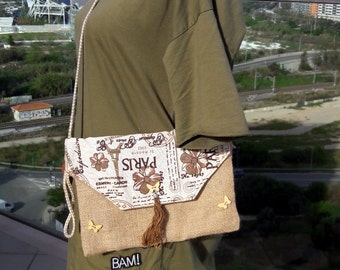 Basic envelope Linen and cotton clutch or cross body Shipping included
