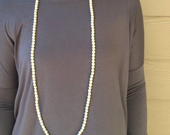 White Double Wrap Beaded Necklace
