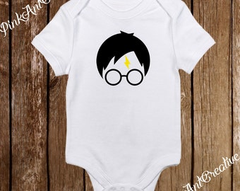 Harry Potter with Yellow Scar Glasses Onesies and Mischief Managed Girl/Boy Unisex Baby Clothes Bodysuit Baby Shower Gift