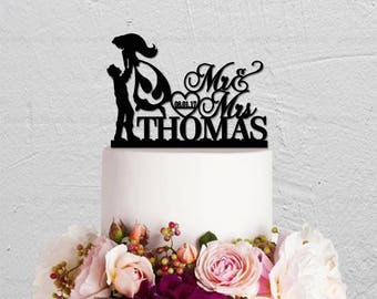 Wedding Cake Topper,Little Mermaid Cake Topper,Disney Cake Topper,Rustic Cake Topper, Mr Mrs Cake Topper,Custom Cake Topper