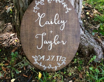 Rustic wood wedding sign, personalized couple's names and wedding date sign, unique wedding gift, anniversary gift, rustic wedding decor