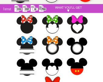MICKEY & MINNIE MOUSE Svg Disney Cuttable Dxf Electronic Cutter Cricut Silhouette Disney svg Files split Monogram svg clipart clip art 065