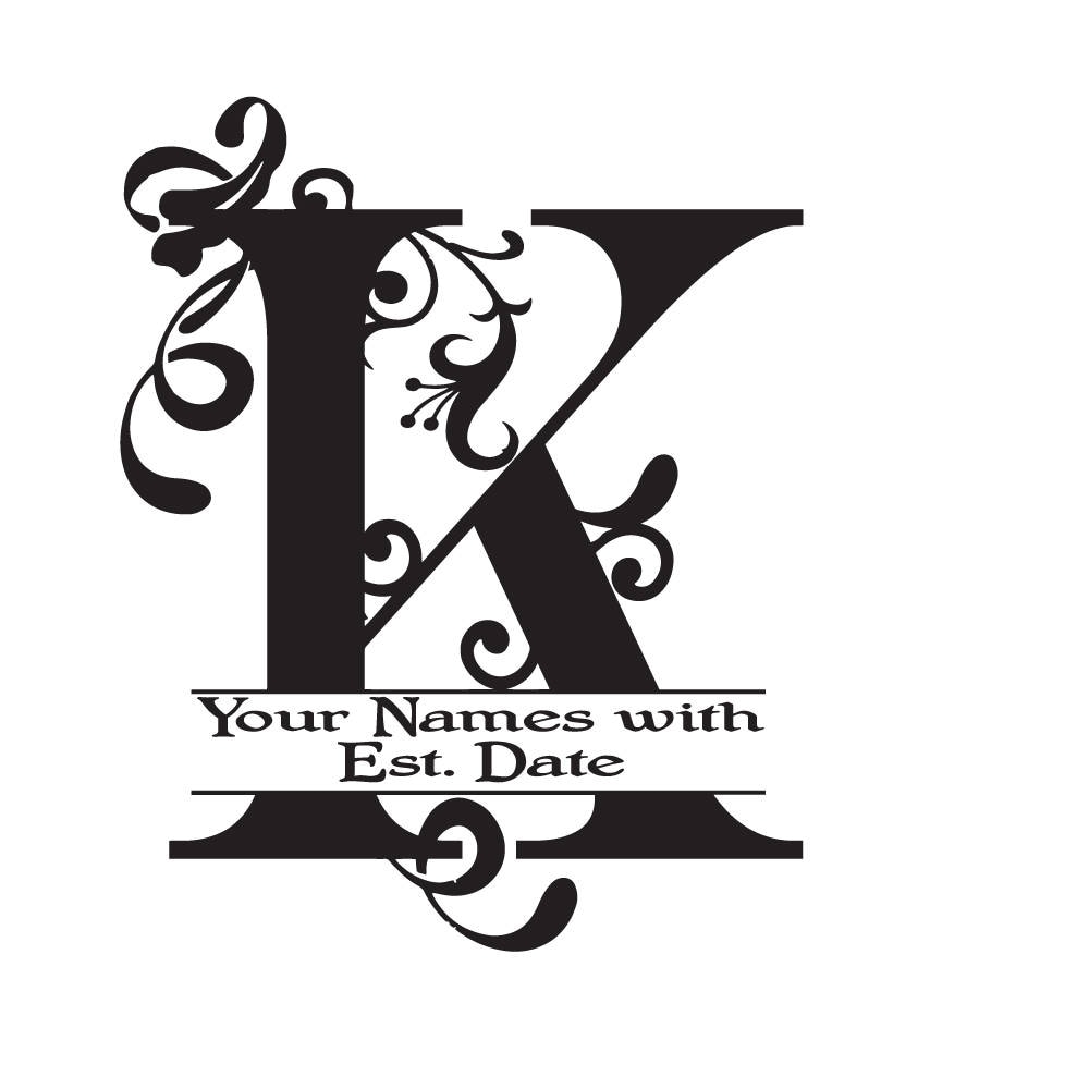 Download MONOGRAM K - Flourish with Initial and Names -Vinyl Decal