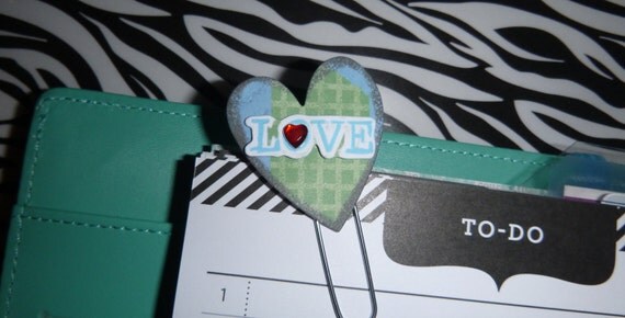 Items similar to Handmade Heart Planner Bookmark Paperclips on Etsy