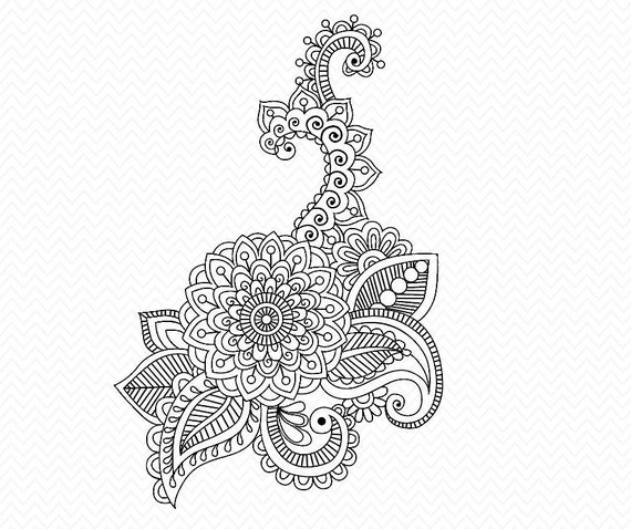 Hand Drawn Henna SVG Silhouette file for Cameo or Cricut