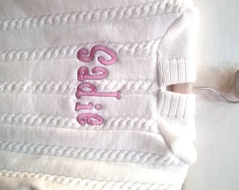 Personalized Pink Sweater / Embroidered Name Sweater / Hooded Baby Sweater with Zipper in Back / Monogrammed Sweater / Toddler Sweater