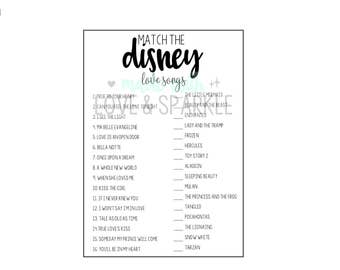 Bridal Shower Disney Love Songs – Bridal Shower Printable Games – Wedding Disney Love Songs – Printable Bridal Shower Game – Love Songs