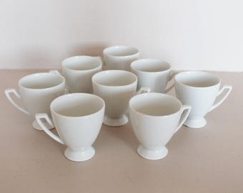 Coffee mugs, 8 porcelain coffee cups, Nespresso cups, espresso mugs, white cups