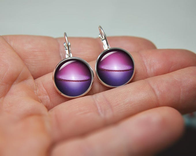Purple Galaxy Earrings, Space Earrings, Universe Earrings, Glass Dome Earrings, Galaxy Stud Earrings, Space Post Earrings, Galaxy Jewelry