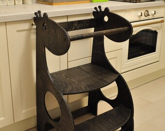 Little helper tower, Giraffe Helper, Toddler Step Stool, Kitchen Helper Tower, Kitchen Helper Stool, Montessori learning stool