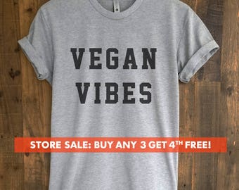 Vegan Vibes T-Shirt, Ladies Unisex Crewneck Shirt, Cute Vegan Shirt, Funny Vegan T-shirt, Gift