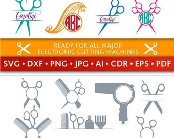 Hairdresser Svg Hairdresser Monogram Frames Svg Barber Svg Beautician Svg Cut Files Silhouette Studio Cricut Svg Dxf Jpg Png Eps Pdf Ai Cdr