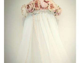 Bed Canopy, Crib Canopy, Vintage Rose, Nursery Decor, Floral Canopy, Reading Nook, Baby Shower Gift, Bed Canopy, Crib Canopy