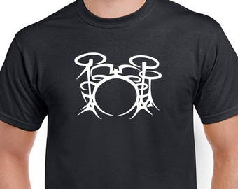 Drum Kit graphic T-shirt. Great gift for the drummer in your life.