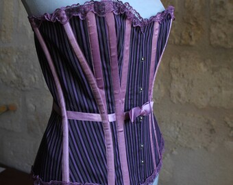 Striped overbust corset