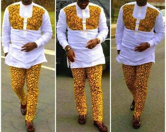 New African clothing for men,Top and Down for men, Men's fashion,trendy Shirt and pants,African wear for men