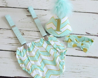 Boys Cake smash outfit - First birthday Baby boy set