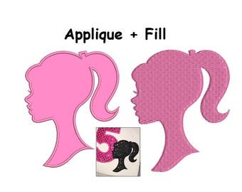 Barbie Embroidery Design - Barbie Applique and Barbie Fill designs - instant download