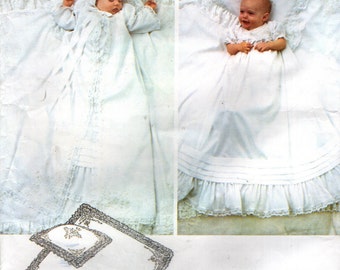 Vogue 2878 LITTLE VOGUE CHRISTENING Infant Dress, Coat, Bonnet, Pillow Sham and Blanket