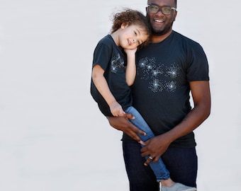 Dad and Baby Matching Shirts, Fathers Day Gift For Men, Father Son, Father Daughter, Dad to Be, Big Little Dipper Tshirt Set on SOLID BLACK