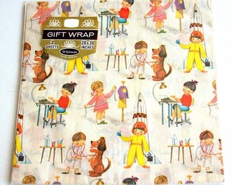 Vintage Gift Wrap - Spaceman - Novelty Paper - Whitman - Collectible - NOS - Unopened - Wrapping Paper.
