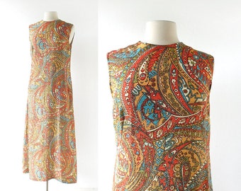 Vintage Maxi Dress | Sparkle Paisley Dress | 1960s Dress | Medium M