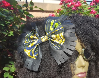 Womens hair bows, Leather and fabric hair bows, Hair accessories, Hairbow, Hair clips women, Hair bows for women, African bows, Leather bows