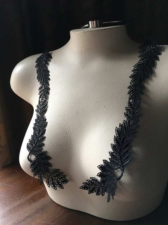 Black Lace Applique Pair for Lyrical Dance, Ballet, Garments, Costume Design, Neo Victorian, Steampunk PR 311 by MaryNotMartha steampunk buy now online Black Lace Applique Pair for Lyrical Dance, Ballet, Garments, Costume Design, Neo Victorian, Steampunk PR 311 by MaryNotMartha steampunk buy now online
