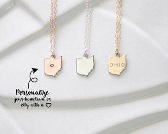 State Charm Ohio Necklace, Miniature Jewelry State Charms, Small Ohio Necklace, State Necklace, Gold Ohio, Silver Ohio Charm, Ohio Bracelet