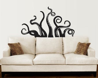 Octopus Tentacle Decal - Living Room Decor - Octopus Wall Sticker