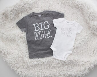 Big Brother and little sister matching shirt and bodysuit | big brother little sister | new baby gift | family photos | gender reveal baby