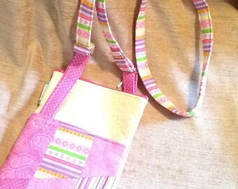 Pretty pastel pink and yellow cross body bag