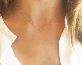 Simple Gold Necklace, Birthstone Necklace, Delicate Necklace, Dainty Necklace, 14k Gold Filled, Sterling Silver, Layered Necklace