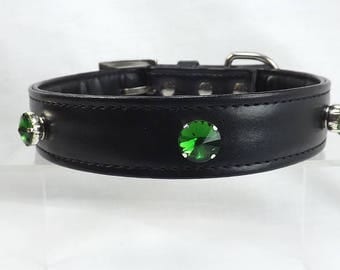Slave Collar Green Rhinestones mature BDSM Collar bling submissive collar bondage