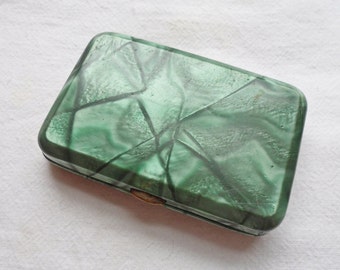 Vintage Cigarette Case Green Marble finish