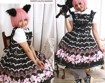 Sweet Lolita Victorian Parasol Bib Jeweled Corset Dress