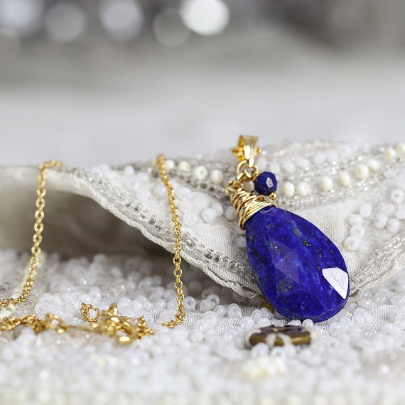 Lapis Lazuli Necklace - Blue Stone Pendant Necklace