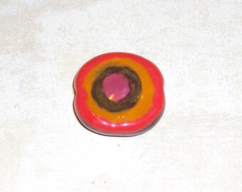 Kazuri Bead Ceramic, Clay, Ethnic, Single Fair Trade Bead from Africa Primrose Bulls Eye Design